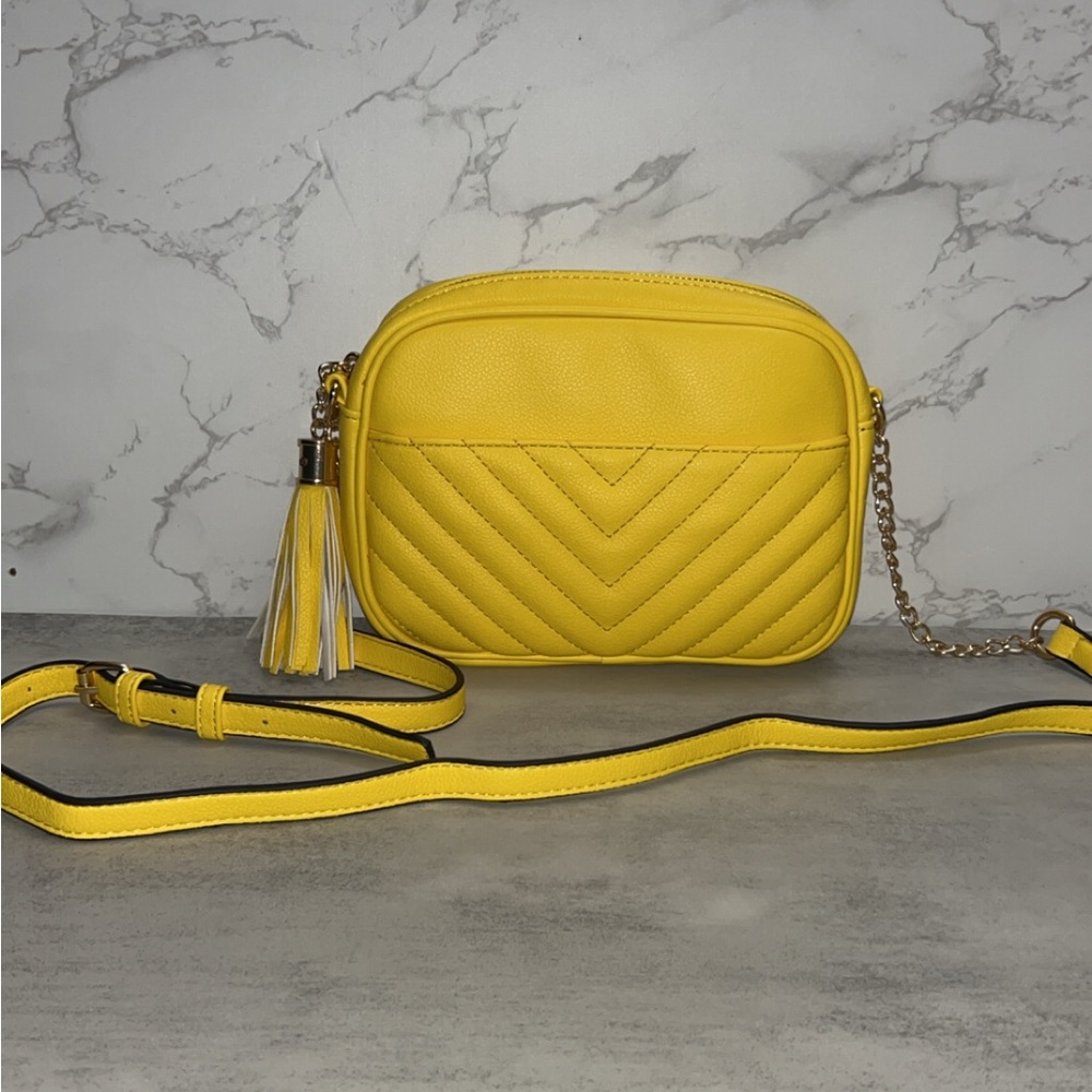 Yellow Quilted Crossbody Bag